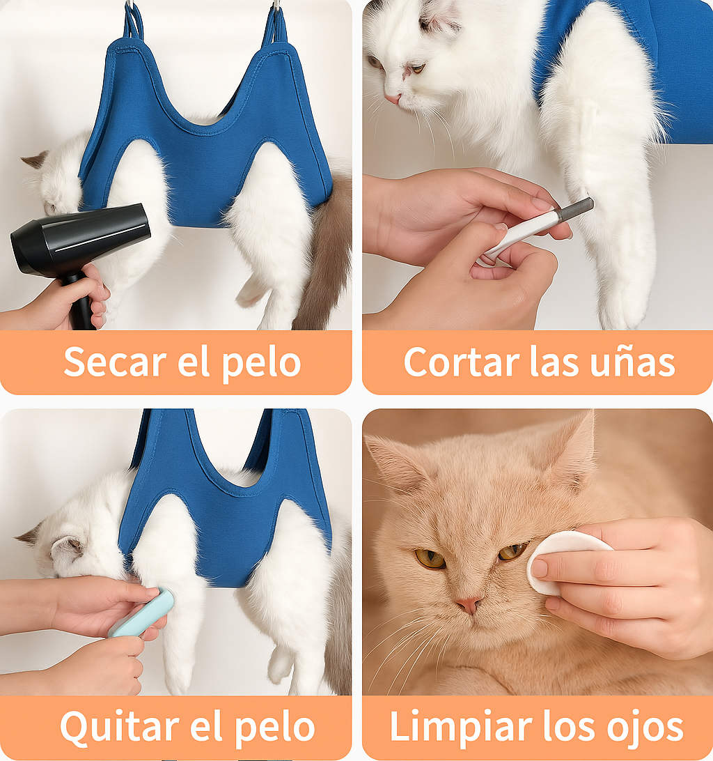 Hamaca para el cuidado de mascotas con ganchos
