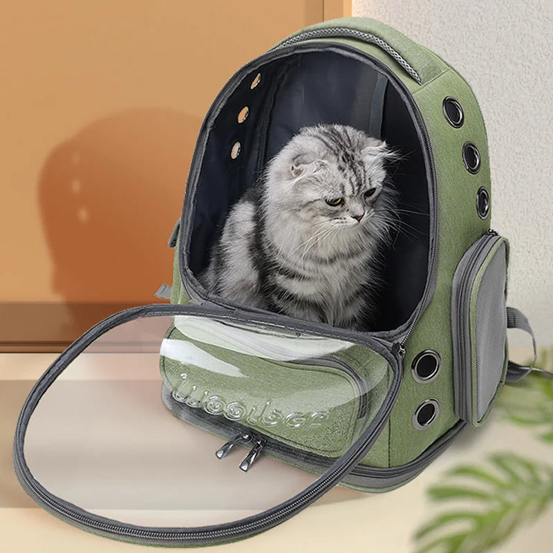 Mochila transparente para transportar gatos