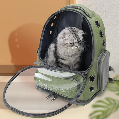 Mochila transparente para transportar gatos